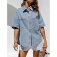 thumbnail image 6 of EMMIOL Women's Oversized Distressed Denim Shirt Long Sleeve Button Down Jean Jacket Fall Casual Outfits 2026, 6 of 7