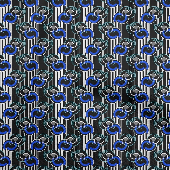 oneOone Cotton Silk Black Fabric Geometrical Fabric For Sewing Printed Craft Fabric By The Yard 42 Inch Wide