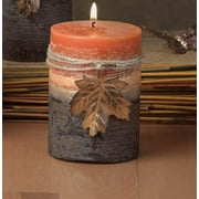 Pack of 6 Autumn Glow Harvest Scented Fall Maple Leaf Pillar Candles 4"