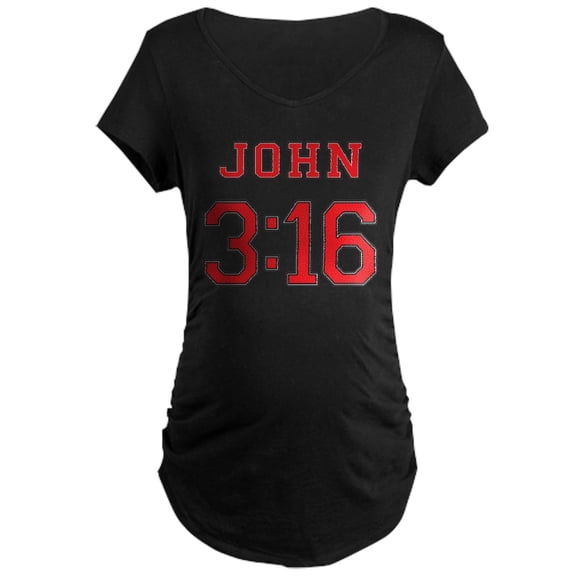 CafePress - John 3:16 Jersey Style Maternity T Shirt - Maternity Dark T-Shirt