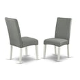 thumbnail image 2 of 5 Pc Small Kitchen Table Set with 4 Hardwood Dining Chairs in Linen White - OXBO5-LWH-W. Square table, sleek hardwood top, floral-inspired, 2 of 2