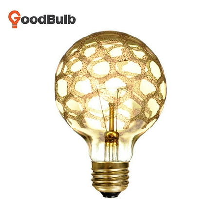 Bulb Collections Goodbulb 40G25/MAR Crystal Collection Incandescent G25 Globe Light with Marble Finish E26 40 watt 120V 2300K Half Chrome Light Bulb - 1 Pack ()
