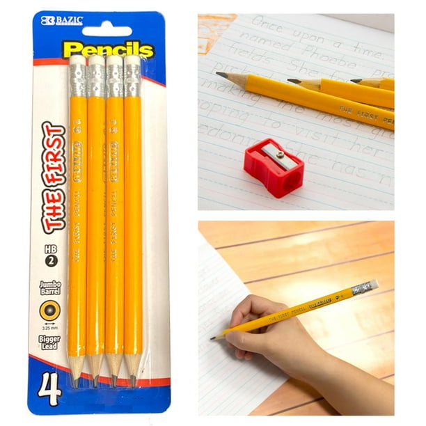 4 Pc First Jumbo Yellow Pencil Premium Wooden School Supplies Arts ...