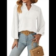 thumbnail image 2 of Blusa de Larga con Cuello en V para Mujer, Elegante, Informal, con Pompones, Estilo Primaveral. XXL, 2 of 10