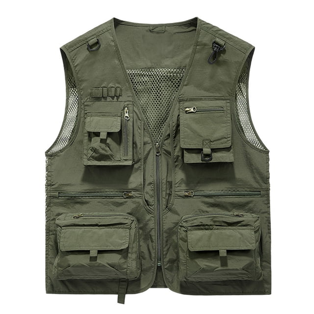 TIMIFIS Mens Mesh Outdoor Work Fishing Travel Photo Cargo Vests Summer Casual Work Multi Pockets Breathable Waistcoat JacketFall