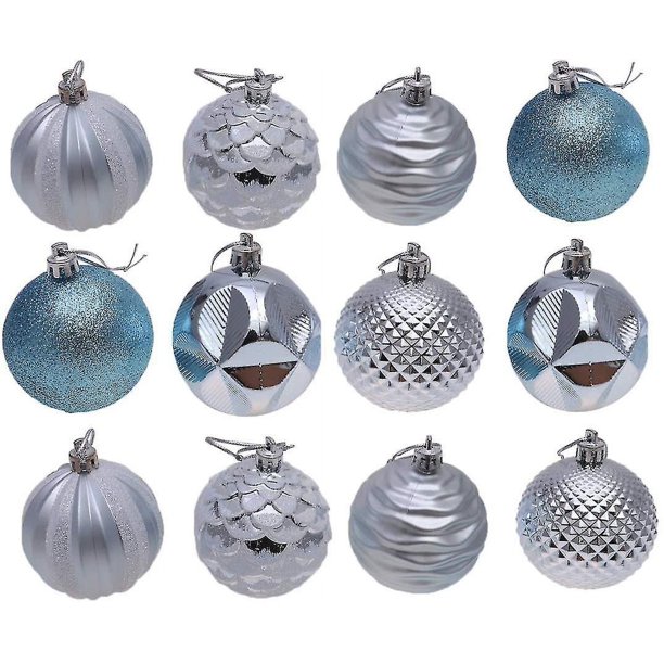 Decoraciones para árboles de Navidad con bolas de Navidad antirrotas (12 paquetes) Azul