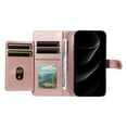 thumbnail image 6 of TECH CIRCLE Crossbody Wallet Case for iPhone 17 Pro, Elegant PU Leather Zip Pocket TPU Bumper Foldable Stand Cover with Lanyard & Shoulder Strap, Card Holder, Rose Gold, 6 of 9