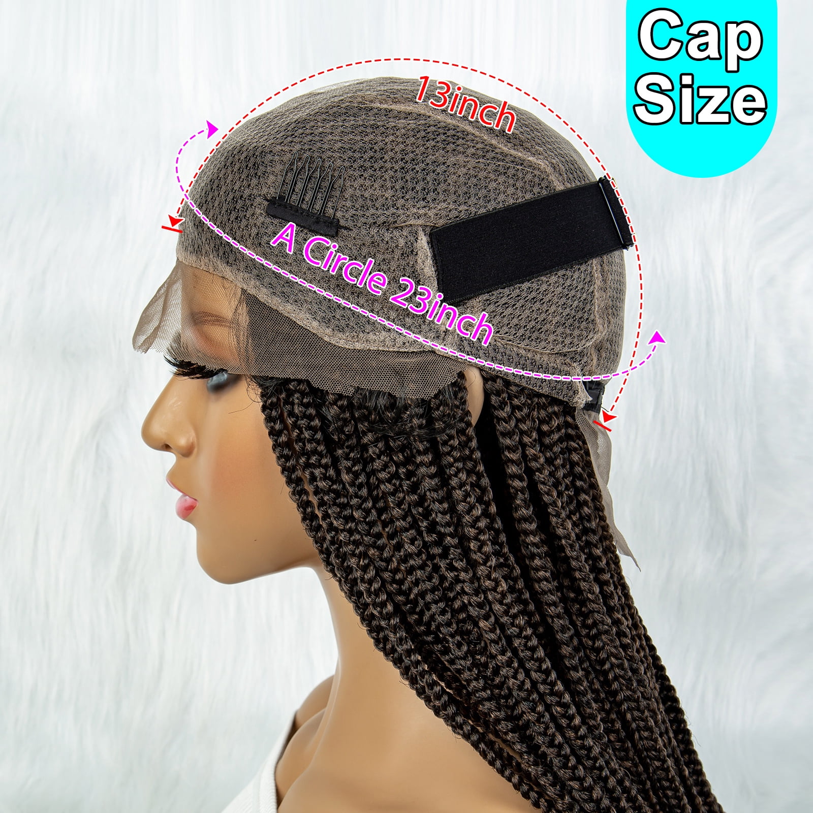 Braided Wigs for Black Women Synthetic Full Lace Front Wigs Square Knotless Box Braided Wigs Lightweight Cornrow Braid Braiding Hair Wigs (1B/30 Color)