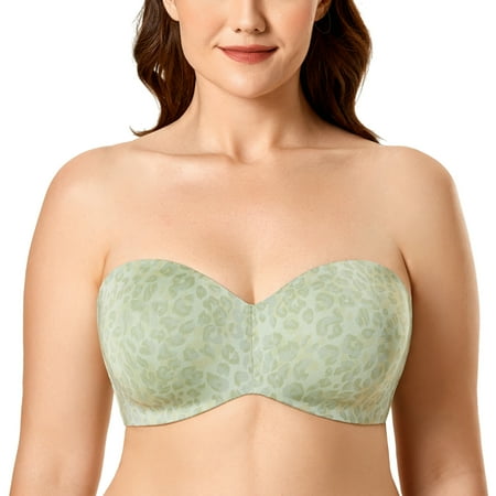 

DELIMIRA Women s Strapless Bra Unlined Underwire Minimizer Plus Size Support