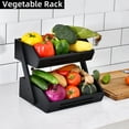 thumbnail image 2 of Fruit Basket, 2 Tier Bamboo Fruit Bowl for Kitchen Counter, 11" Tall Produce Storage Stand for Vegetables and Snack, 15 mm Thickness (Self-Assembly), 2 of 13