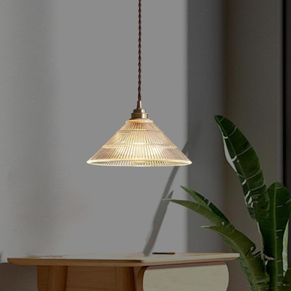 Japanese Style Clear Glass Pendant Light for Kitchen Sink, Modern Farmhouse Pendant Lamp, Retro Rustic American Pendant Lighting, Simple Pendant Light Fixture for Over Table Dining Room