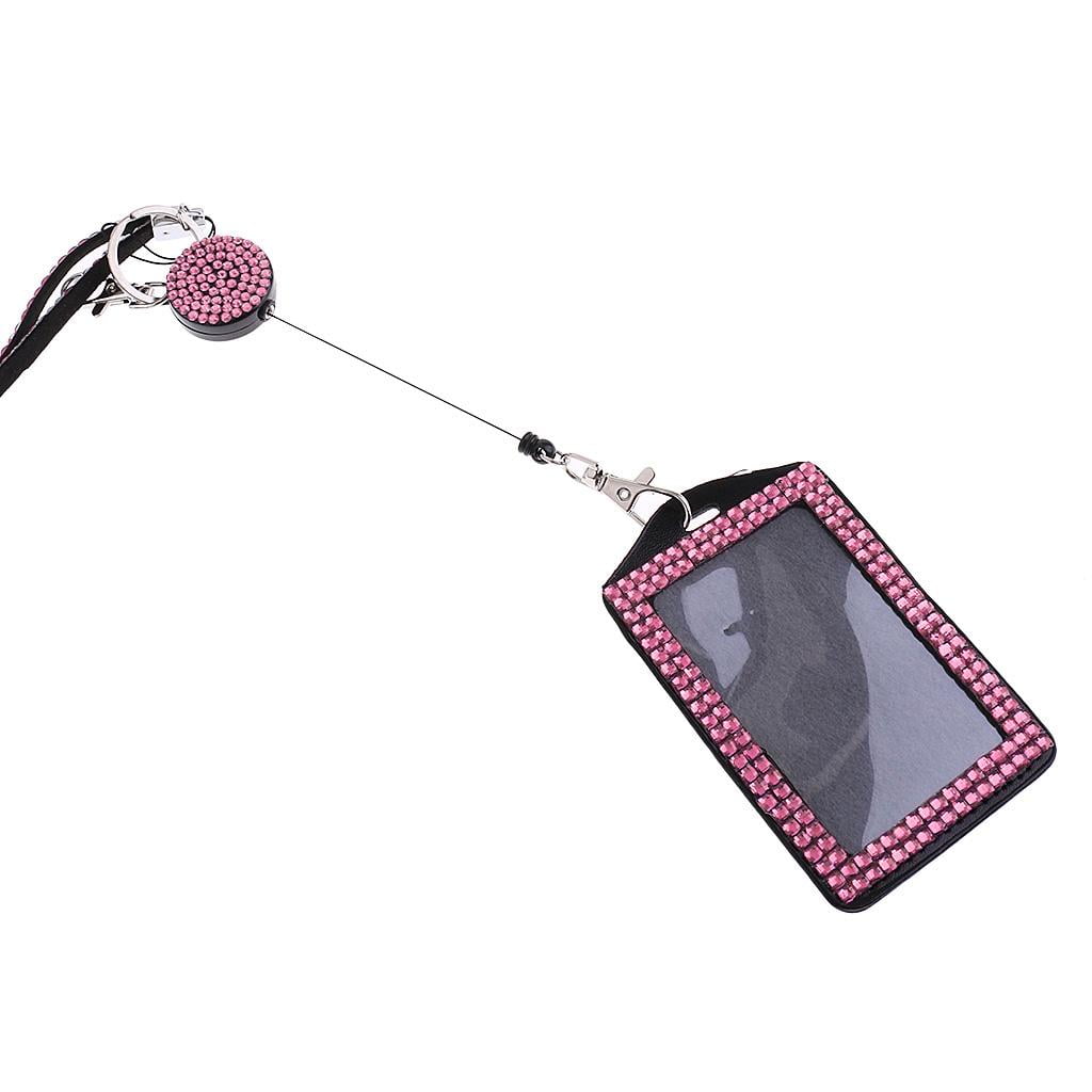 FVDPWYE 5 Lot Mixed Colors Rhinestone LANYARD with Retractable Reel ID Badge Holder