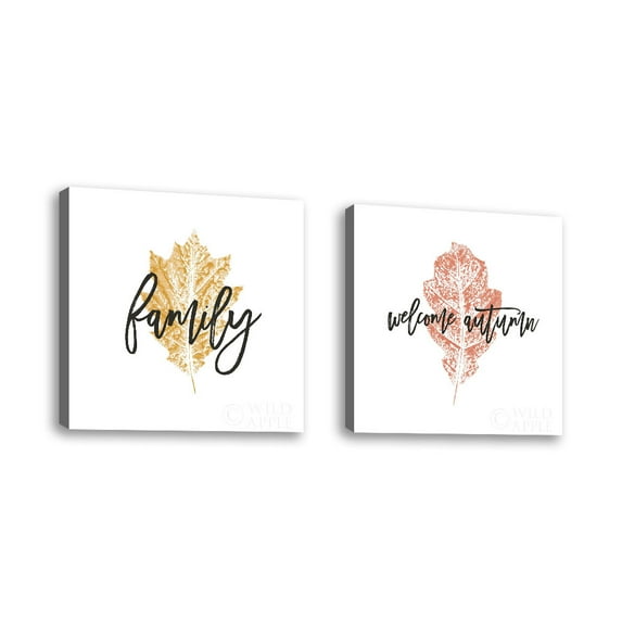 Set of 2 - Harvest Sentiments VIII - Contemporary Fine Art Giclee on Canvas Gallery Wrap - wall décor - Art painting - 18 x 18 Inch - Ready to Hang