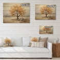thumbnail image 4 of Designart "Shimmering Autumn Minimalism in Oak Tree II" Floral Print on Natural Pine Wood, 4 of 5