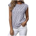 thumbnail image 2 of Karymi Shirts for Women Cap Short Sleeve T-Shirt, Crew Neck Loose Fit Marled Textured Pullover Blouse, Casual Tank To Womens Workout Tops, 2 of 6