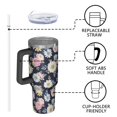 thumbnail image 4 of 40oz Pioneer Flower Floral Print Pattern Insulated Tumbler with Handle, BPA-Free Leak Proof Lid and Straws, Double Wall Vacuum, Hot 12h/Cold 34h, 4 of 6