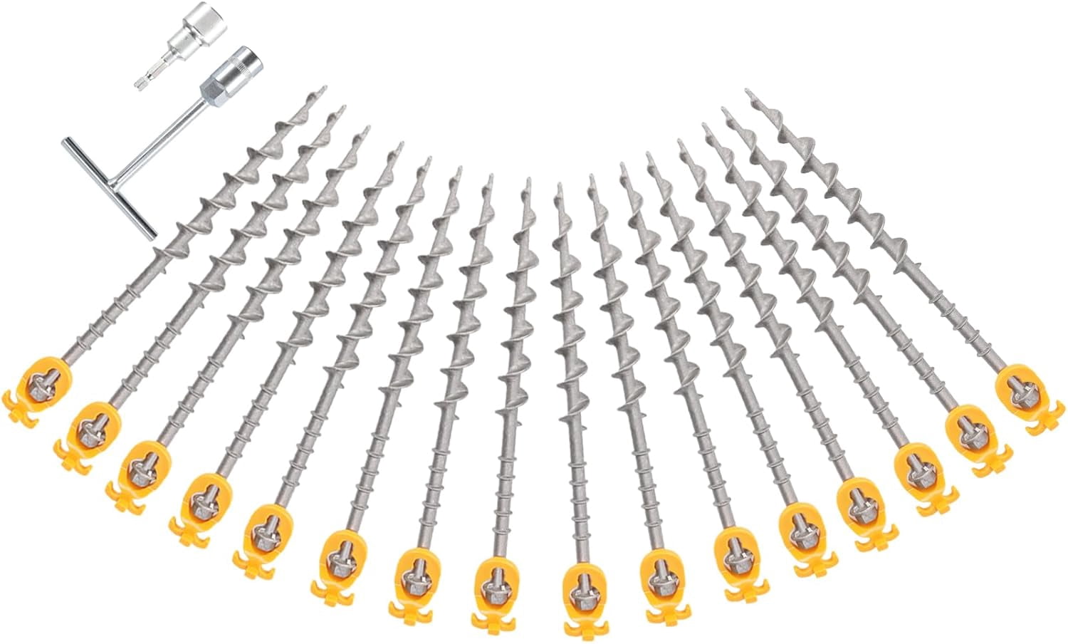 16 PCS Heavy Duty Aluminum Screw Tent Stakes for Camping - Rust Proof Ground Anchors with Hand Crank