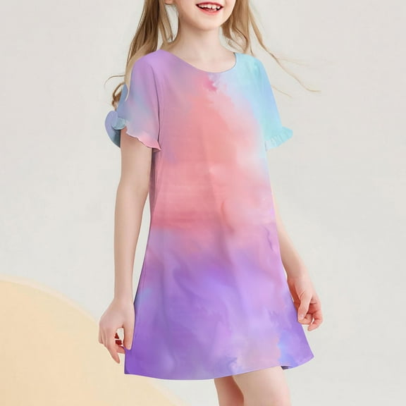 KkSLirnhs 110 Girls Pajamas Size 14-16 Breathable Kids' Nightgown – Soft, Mid-Length, Adorable Prints for Summer Multicolor