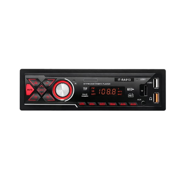 Estéreo de Auto Estéreo Coche Reproductor Mp3 Radio Con Fm Bluetooth5.0 Aux 2USB Estereo Auto 4 Modos De Reproducción De Música RCA, Lector de tarjeta SD