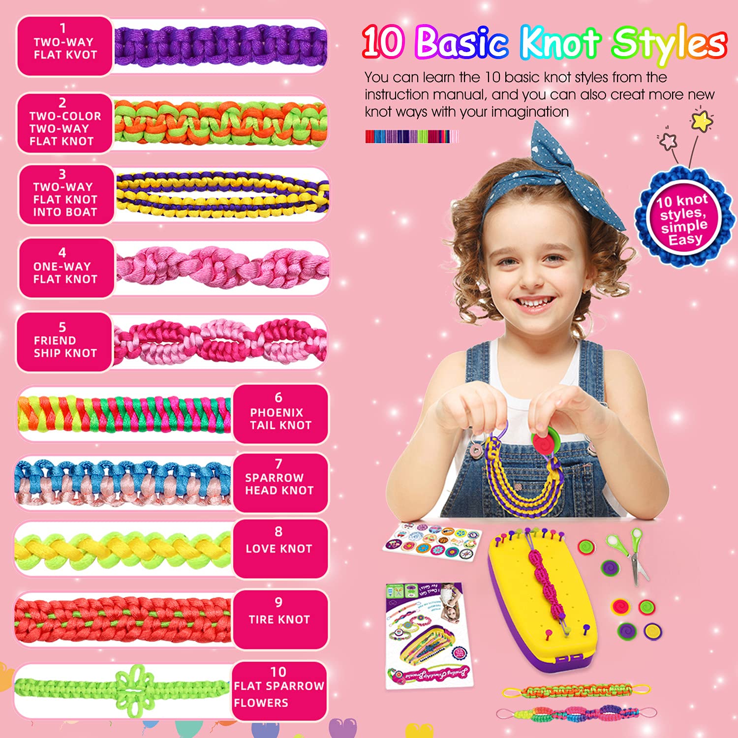 Aizoer Friendship Bracelets Making Kit Toys for Girls, DIY Arts Craft Bracelet Kit for Kids - image 5 of 9