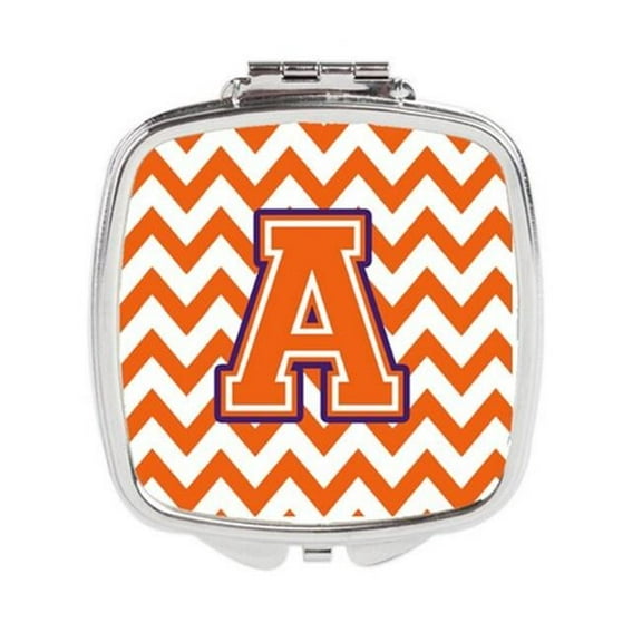 Letter A Chevron Orange & Regalia Compact Mirror - Orange & Regalia - 3in. H x 0.3in. W x 2.75in. L