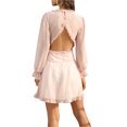 thumbnail image 1 of Lucakuins Vestido de cintura alta con cuello en V verde marino para mujer, minivestido corto con dobladillo con volantes, S/ M/ L/ XL Lucakuins moda, 1 of 5