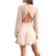 thumbnail image 1 of Lucakuins Vestido de cintura alta con cuello en V verde marino para mujer, minivestido corto con dobladillo con volantes, S/ M/ L/ XL Lucakuins moda, 1 of 5