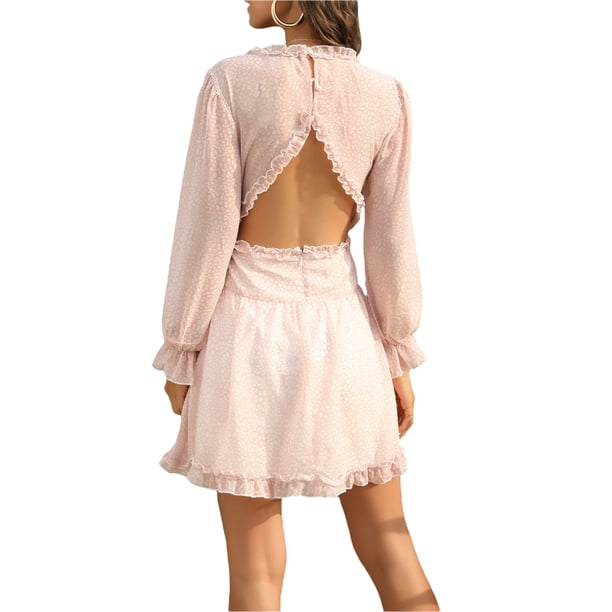 Lucakuins Vestido de cintura alta con cuello en V verde marino para mujer, minivestido corto con dobladillo con volantes, S/ M/ L/ XL Lucakuins moda