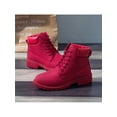 thumbnail image 4 of LUXUR Bottes de Combat pour Femmes Bottes d'Hiver Décontractées Semelle Crantée Bottillons à la Cheville Chaussures Chaudes Bottillon Court pour Femmes Rouge 7, 4 of 7