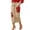 Camel-#013, variant on Women's High Waisted Denim Midi Skirt, Floral Print Button Front Straight Jean Skirt with Pockets,Camel XL