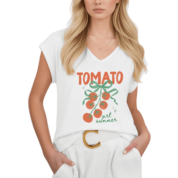 Tomato Shirt Women Graphic Tees Print Tshirt Shirts White Girl Summer Tomato Aesthetic Sleeveless Casual Summer Tee Size S-5XL Tops