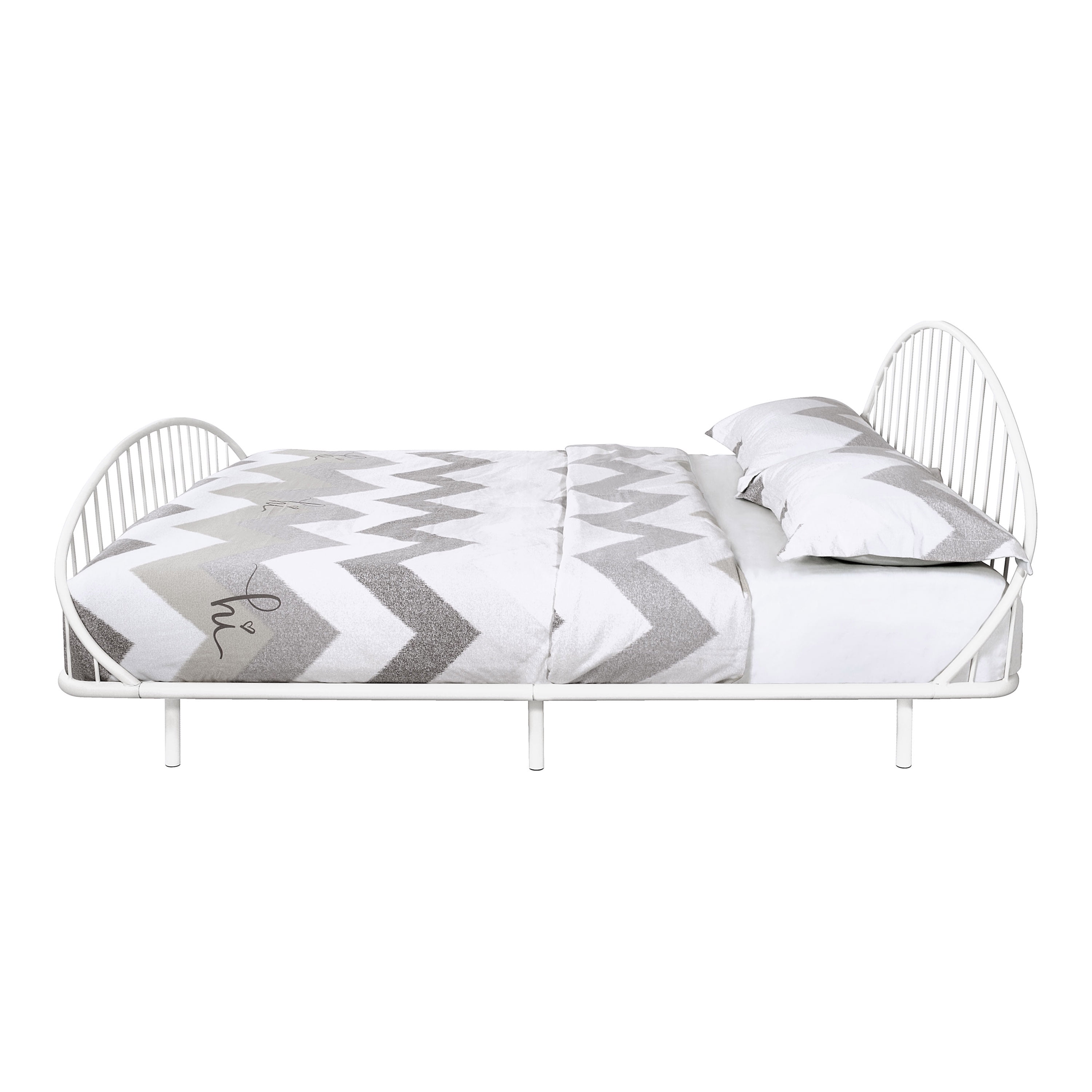 Furniture of America Arno Full Metal Panel Bed with Sand Power Coating, White