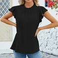 thumbnail image 2 of gakvbuo Summer Tops For Women 2025 Vacation Going Out Tops Fashion Casual Women's Solid Short Sleeve Round-neck Fold T-shrit Top Blouse, 2 of 6