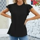 thumbnail image 2 of Camisetas de Manga Corta para las Mujeres Cuello Redondo Sólido Fuera Del Hombro Botón Superior, Camiseta Casual de Poliéster para el Uso Diario, Fiesta Y Primavera, 2 of 6