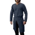 thumbnail image 1 of XDZJLR Mens Shirts Solid Color Fashion V Neck Robe Classic Wear Tee, 1 of 7
