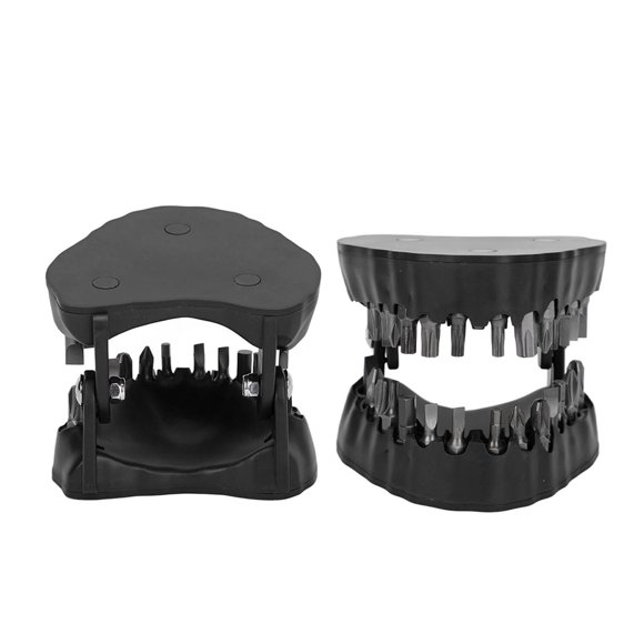 Teeth Model Shaped Drill Bit Holder with 28 Bits, Organizing Holder for Screwdriver Bits