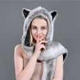 thumbnail image 4 of SBYOJLPB Hats for Women Male Female Faux Animal Hood Cap Mittens Ears Cartoon Hat Gloves Scarf Pocket, 4 of 7