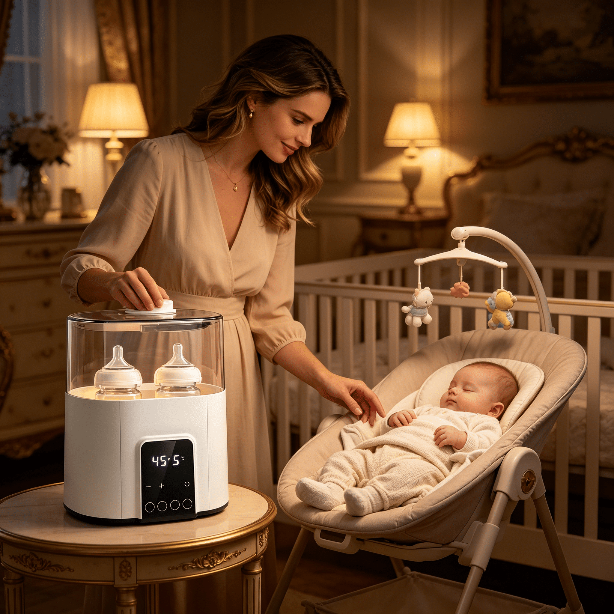 EXLEAF 2026 New Bottle Warmer 5-Minute Baby Bottles Heating Compact Convenient Bottle Warmer Powerful Steam Sterilizer and Dryer for Clean Bottles for Travel Home Daycare