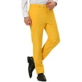 thumbnail image 5 of INSPIRE CHIC Men's Casual Straight Fit Comfort Stretch Flat Front Chino Pants 34 Orange Yellow, 5 of 8