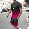 thumbnail image 2 of YLSDY Mens Two Piece Short Sets T Shirt Muscle Slim Crewneck Gradient Tee with Drawstring Shorts Casual Short Sleeve Everyday Shirts Sets Comfortable Gym Workout Suits Hot Pink 16, 2 of 5