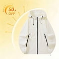 thumbnail image 2 of Ke1Clo Women's Sun Protection Hoodie UPF50+ Loose Zip Up Lightweight Jacket Long Sleeve Casual Solid Outdoor Sporty Tops White XXL, 2 of 7