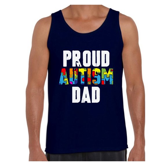 Awkward Styles Proud Autism Dad Tank Top Autism Awareness Dad Top Autism Gifts Autistic Spectrum Awareness Men's Tank Top Proud Dad Autistic Support Tanks for Men Autism Awareness Tops for Parents