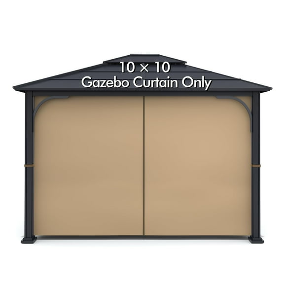 Gazebo Universal Replacement Privacy Curtain - Wonwon Privacy Panel Canopy Side Wall with Zipper for 10' x 10' Outdoor Gazebo (Khaki)