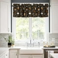 thumbnail image 3 of Coffee Valance Curtains Cartoon Square Sugar Cups Beans Spoons Black Brown White Window Treatments for Bedroom Kitchen Living Room Office 54x18inch, 3 of 6