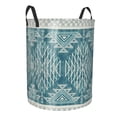 thumbnail image 4 of LNWH Laundry Basket, Indian Blue Geometric Ethnic Art Pattern Foldable Laundry Hamper with Handles Waterproof, Medium Size, 4 of 8