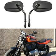 8mm black Tapered Motorcycle Teardrop Rearview Short Stem Mirrors For Harley Cruiser (Black)