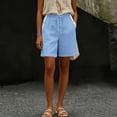 thumbnail image 6 of Women's Soft Cotton Blend High-Waisted Casual Shorts, Pull-On Elastic Waistband with Drawstring, Side Pockets for Essentials, Tummy Control Fit for Flattering Shape, Everyday, 6 of 7