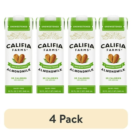 (4 pack) Califia Farms Unsweetened Almond Milk 32 Fluid Ounces