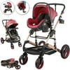 VEVOR 3 In 1 Luxury Baby Stroller Pushchair Foldable Buggy Infant Travel With Car Seat