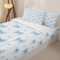thumbnail image 3 of Manfei Blue Coquette Bowknot Zipper Queen Comforter Set with Fitted Sheet and 2 Pillowcases,Cartoon Cute Bow Zipper Bedding Set,Reversible,4-Piece, 3 of 7